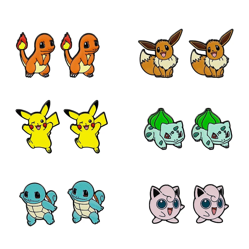 Pokemon Characters Stud Earring Set 6-Pack