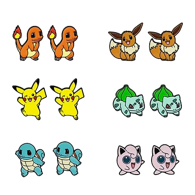 Pokemon Characters Stud Earring Set 6-Pack