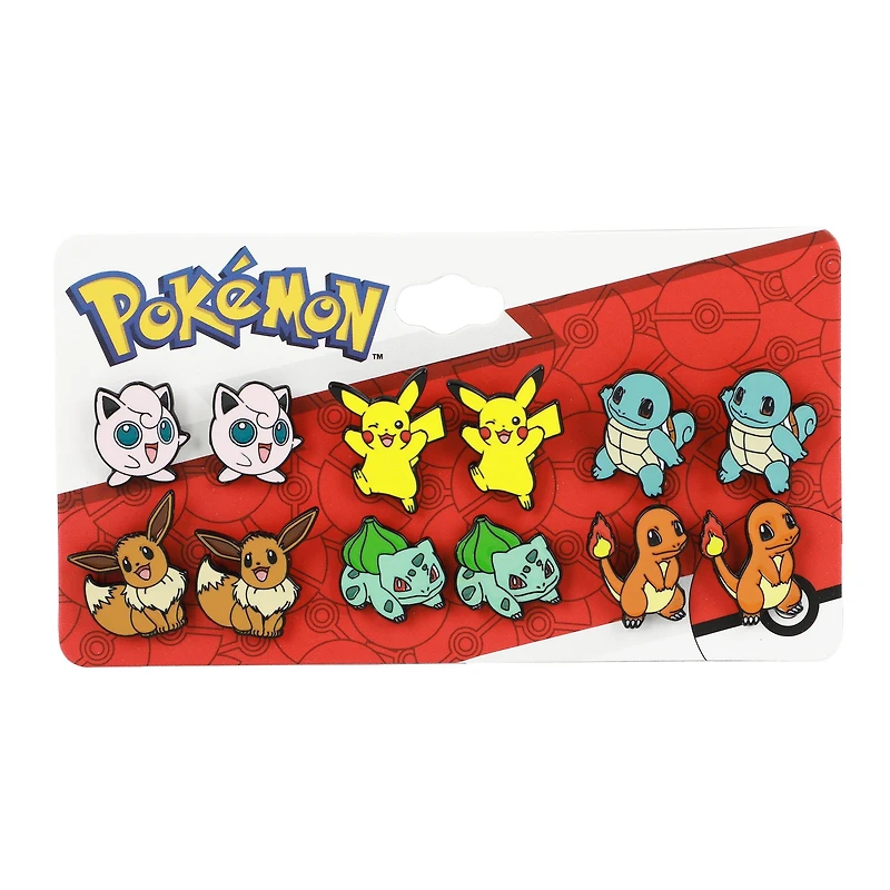 Pokemon Characters Stud Earring Set 6-Pack