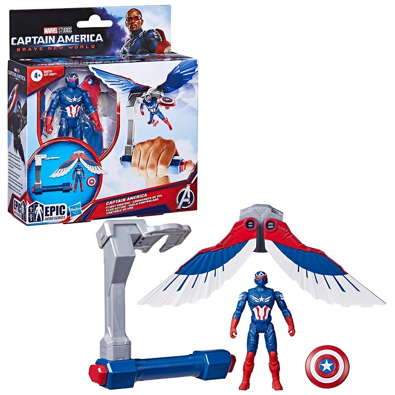 Hasbro Epic Hero Series Marvel Captain America: Brave New World Captain America Flight Control 4-in Action Figure