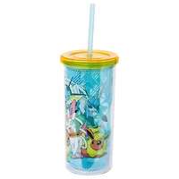 Pokemon Eevee and Pikachu 20oz. Plastic Tall Cold Cup w/ Lid and Straw