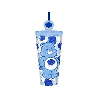 Grumpy Bear Pose Cloud Hearts Glitter 24oz Plastic Cold Cup
