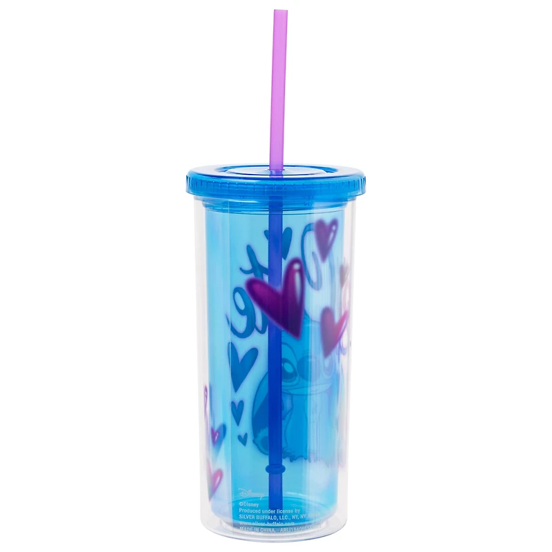 Lilo And Stitch Airbrush 20oz Plastic Tall Cold Cup with Lid And Straw