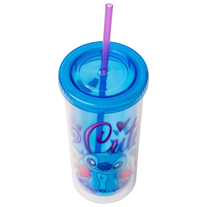 Lilo And Stitch Airbrush 20oz Plastic Tall Cold Cup with Lid And Straw