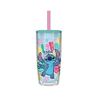 Disney Lilo and Stitch - Stitch Aloha Colorful Spill Resistant Plastic 20oz Tumbler