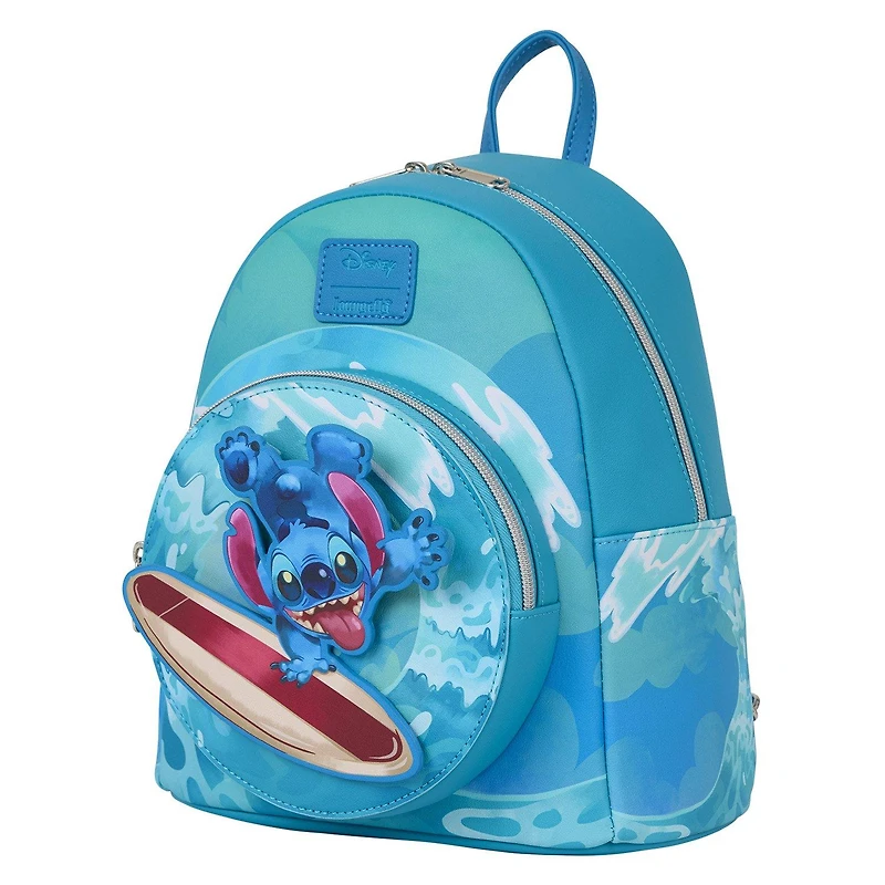 Loungefly Disney Lilo and Stitch Spinning Stitch Surfer Mini Backpack GameStop Exclusive