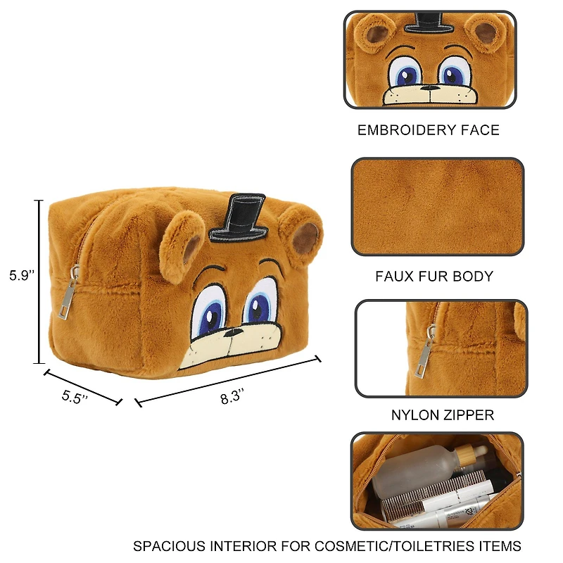 Five Nights at Freddy’s - Freddy Fazbear Faux Fur 4.5-in Cosmetic Bag