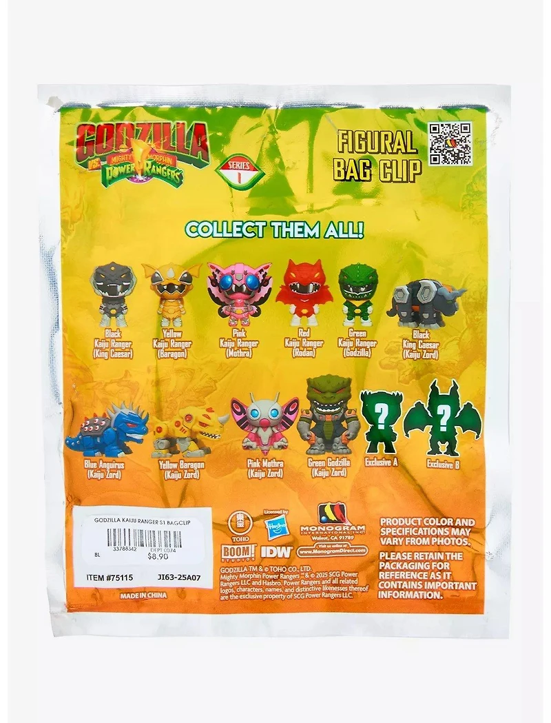 Godzilla x Mighty Morphin Power Rangers Kaiju Rangers Series 1 Blind Bag Figural Bag Clip (Styles May Vary