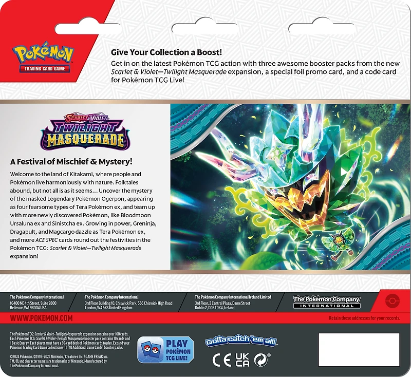 Pokemon Trading Card Game: Scarlet and Violet Twilight Masquerade Three Booster Blister