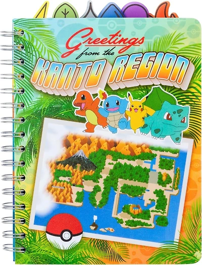 Pokemon Kanto Region Pokemon And Map 6.5 x 8.5-In Tabbed Spiral Journal