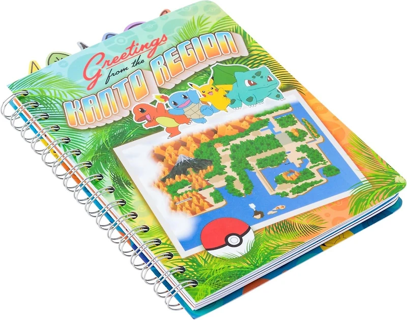 Pokemon Kanto Region Pokemon And Map 6.5 x 8.5-In Tabbed Spiral Journal