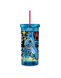 Lilo and Stitch Space Scout Leap Metallic 20oz Plastic Cold Cup with Lid and Straw