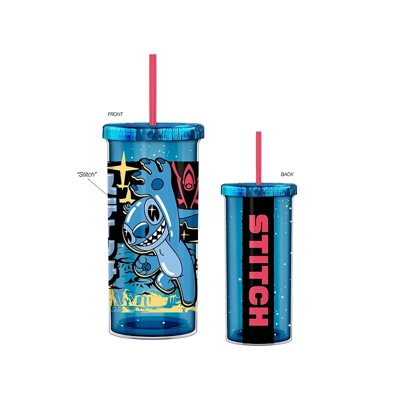 Lilo and Stitch Space Scout Leap Metallic 20oz Plastic Cold Cup with Lid and Straw
