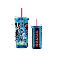 Lilo and Stitch Space Scout Leap Metallic 20oz Plastic Cold Cup with Lid and Straw