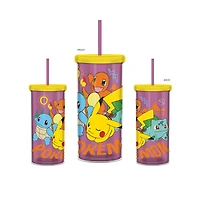 Pokemon Kanto Starters and Pikachu 20oz Plastic Tall Cold Cup with Lid and Straw