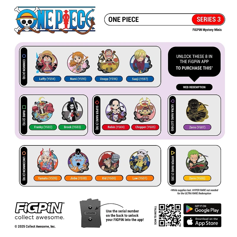 FiGPiN One Piece Mystery Mini Series 3 Enamel Pins (Styles Mary Vary