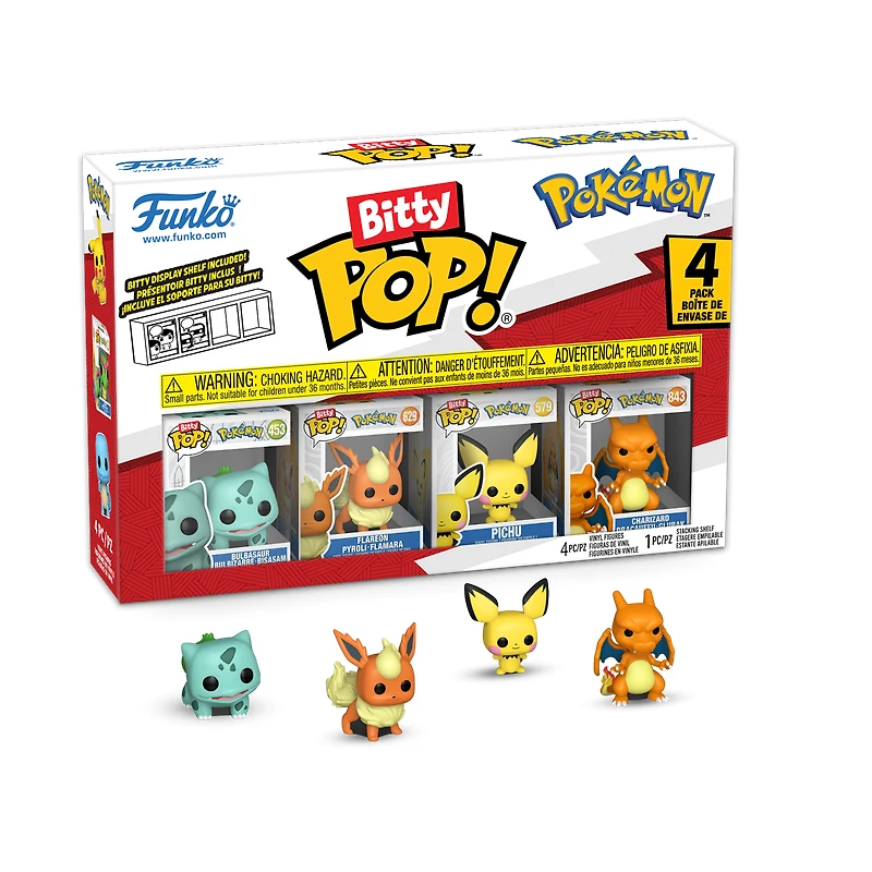 Funko Bitty POP! Pokemon Vinyl Figure Set 4-Pack (Bulbasaur, Flareon, Pichu