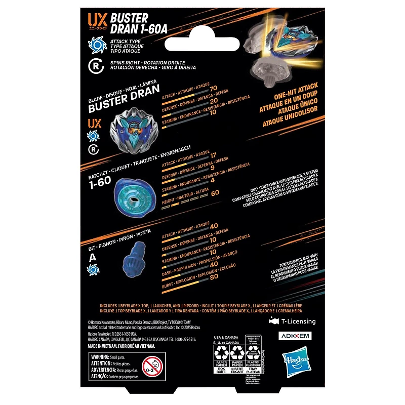Beyblade X Buster Dran 1-60A UX Booster Pack Set