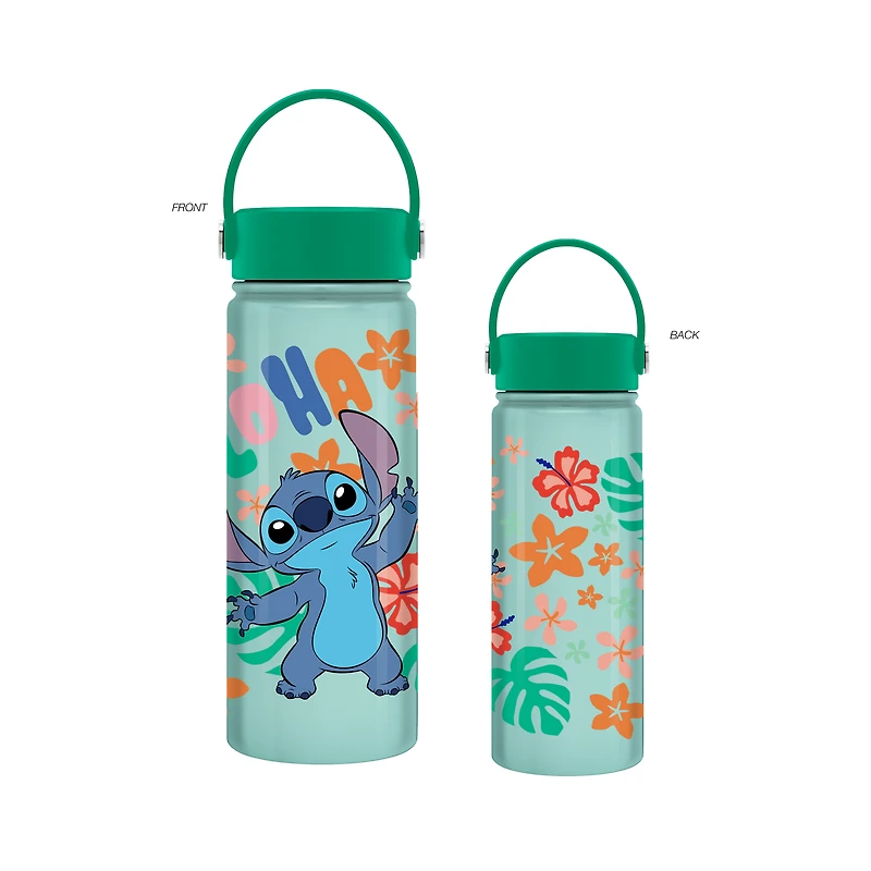 Lilo and Stitch Aloha Stitch Leaves and Flowers 20oz. Stainless Steel Water Bottle