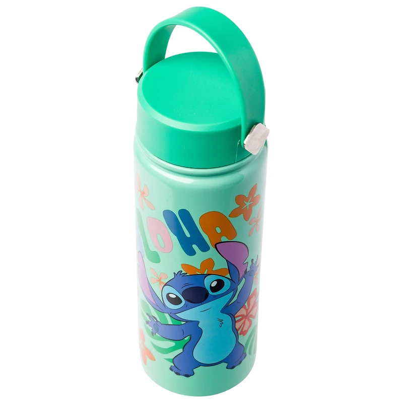 Lilo and Stitch Aloha Stitch Leaves and Flowers 20oz. Stainless Steel Water Bottle