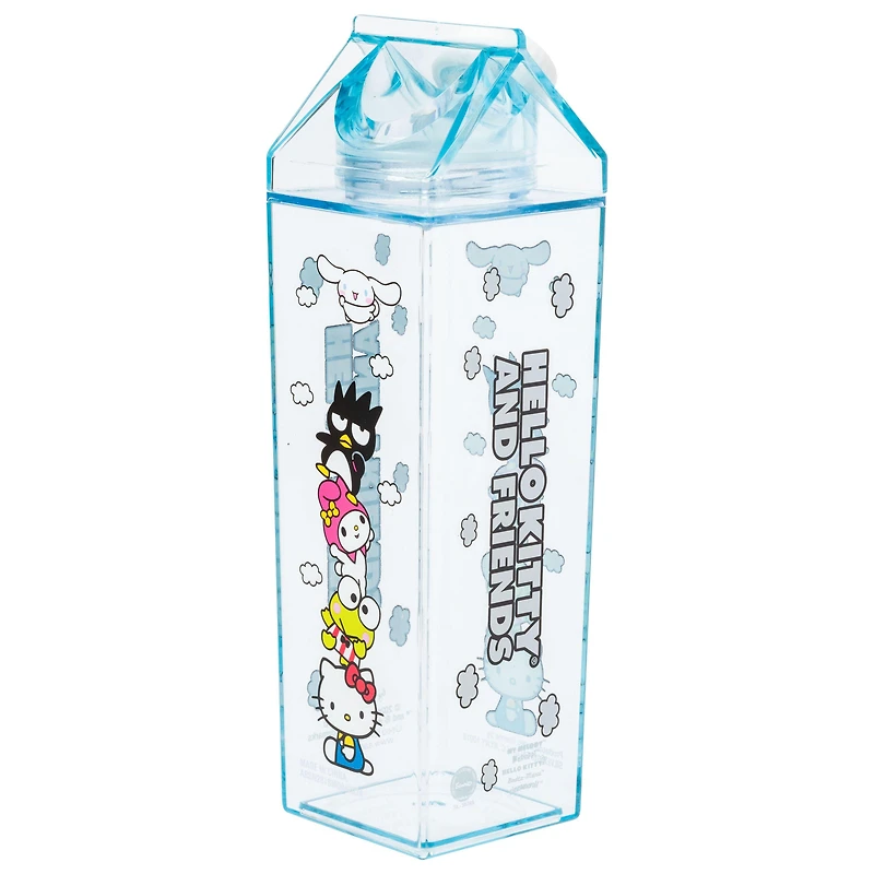 Sanrio Hello Kitty and Friends Stacked Friends and Clouds 16.2oz Plastic Milk Carton Bottle