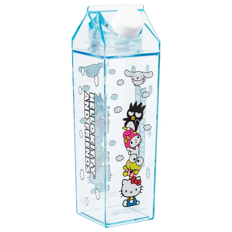 Sanrio Hello Kitty and Friends Stacked Friends and Clouds 16.2oz Plastic Milk Carton Bottle