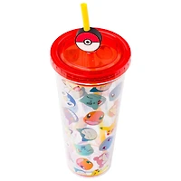 Pokemon Multi-Character Head Toss 24oz Plastic Cold Cup with Lid and Topper Straw