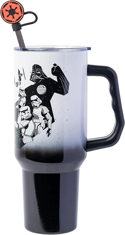 Star Wars Hip Street Dark Side Vader 40 oz Stainless Steel Tumbler with Straw Cover Cap