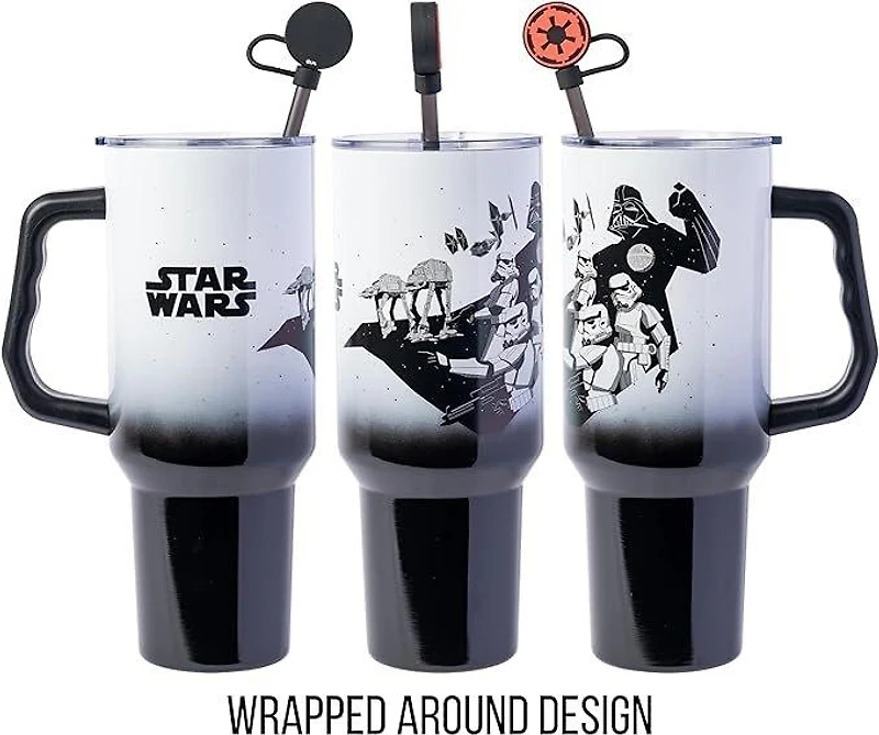 Star Wars Hip Street Dark Side Vader 40 oz Stainless Steel Tumbler with Straw Cover Cap