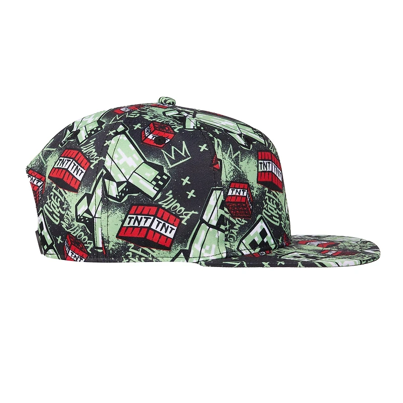 Minecraft Creeper TNT Printed Snapback Hat GameStop Exclusive