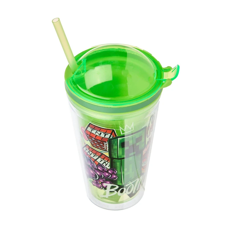 Minecraft 16 oz Plastic Cup with Snack Topper
