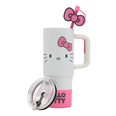 Sanrio Hello Kitty Stainless Steel with Pink Straw Charm and Silicone Boot