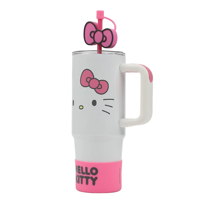 Sanrio Hello Kitty Stainless Steel with Pink Straw Charm and Silicone Boot