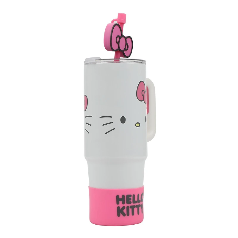 Sanrio Hello Kitty Stainless Steel with Pink Straw Charm and Silicone Boot