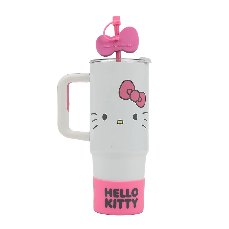 Sanrio Hello Kitty Stainless Steel with Pink Straw Charm and Silicone Boot