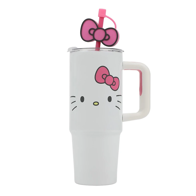 Sanrio Hello Kitty Stainless Steel with Pink Straw Charm and Silicone Boot