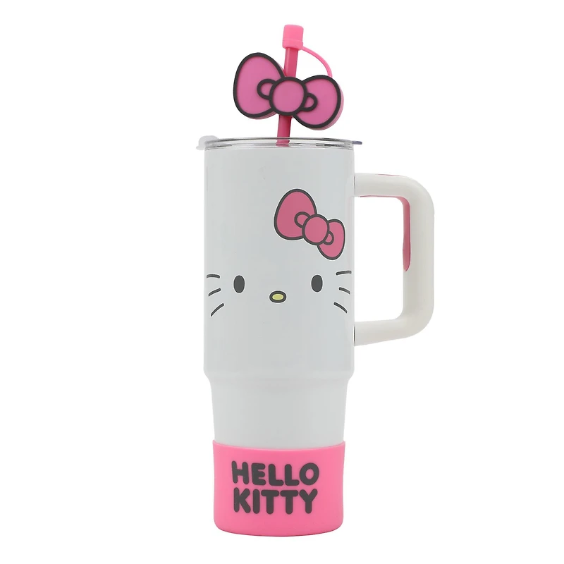 Sanrio Hello Kitty Stainless Steel with Pink Straw Charm and Silicone Boot