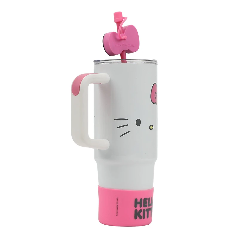Sanrio Hello Kitty Stainless Steel with Pink Straw Charm and Silicone Boot
