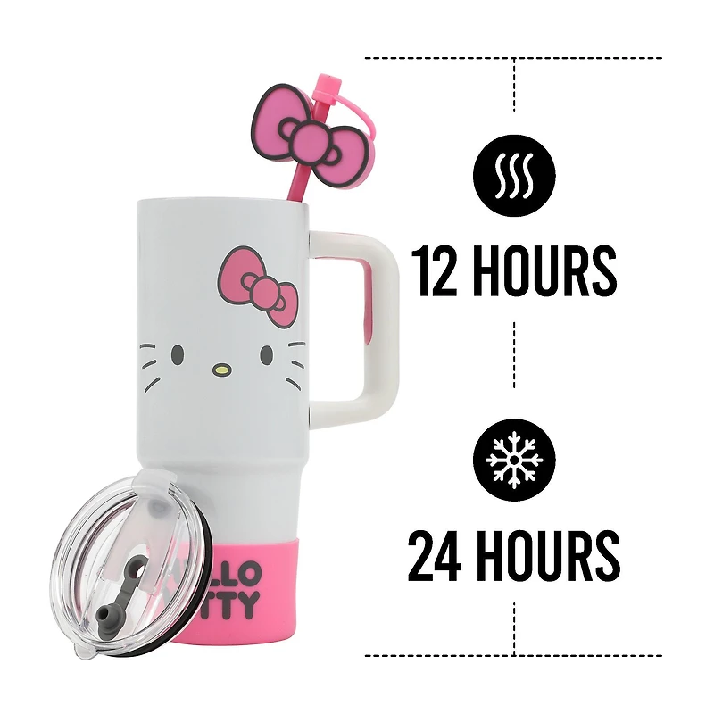 Sanrio Hello Kitty Stainless Steel with Pink Straw Charm and Silicone Boot