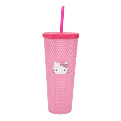 Hello Kitty Face PInk Spiked Tumbler with Straw