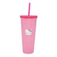Hello Kitty Face PInk Spiked Tumbler with Straw
