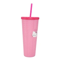Hello Kitty Face PInk Spiked Tumbler with Straw