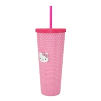 Hello Kitty Face PInk Spiked Tumbler with Straw