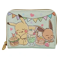 Loungefly Pokemon Cafe Pikachu and Eevee Food Zip Around Wallet GameStop Exclusive
