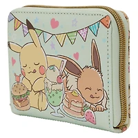 Loungefly Pokemon Cafe Pikachu and Eevee Food Zip Around Wallet GameStop Exclusive