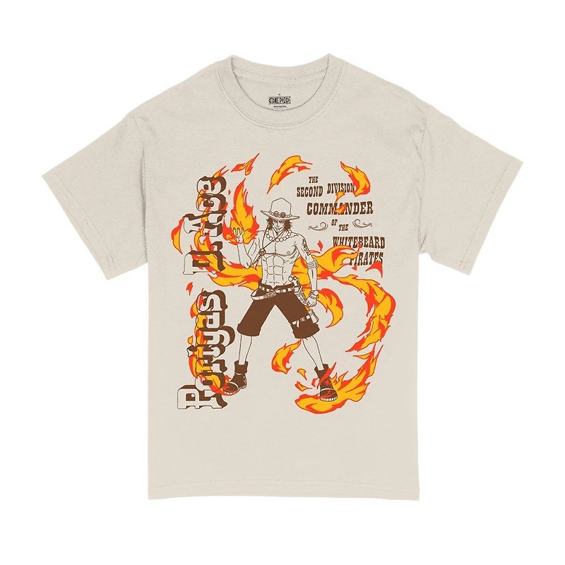 One Piece Ace Flames Double Sided Unisex Short Sleeve Graphic T-Shirt GameStop Exclusive