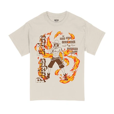 One Piece Ace Flames Double Sided Unisex Short Sleeve Graphic T-Shirt GameStop Exclusive