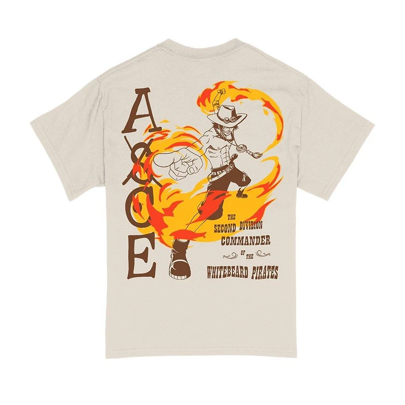 One Piece Ace Flames Double Sided Unisex Short Sleeve Graphic T-Shirt GameStop Exclusive