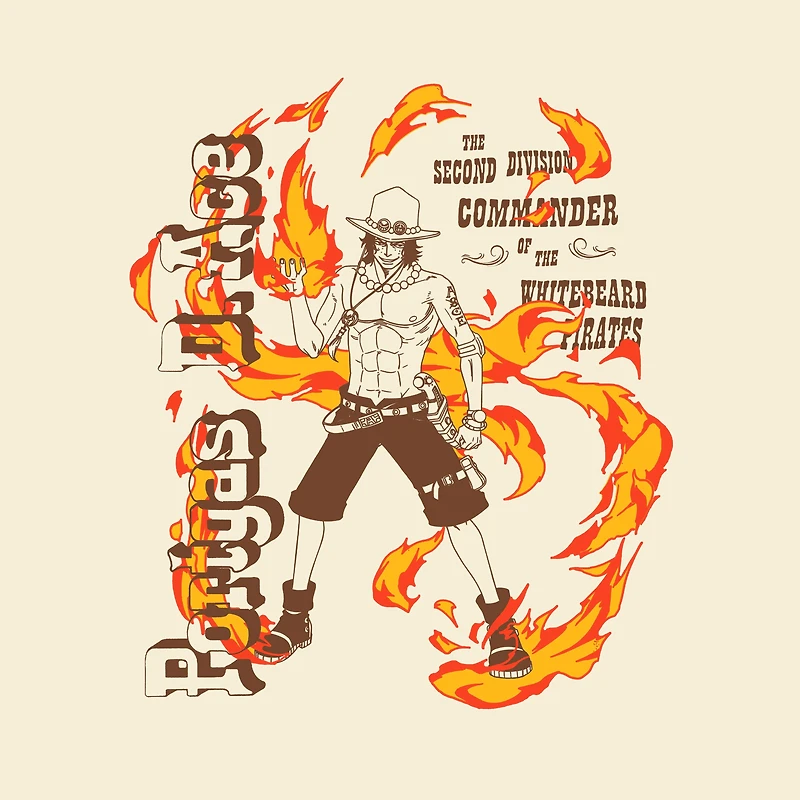 One Piece Ace Flames Double Sided Unisex Short Sleeve Graphic T-Shirt GameStop Exclusive
