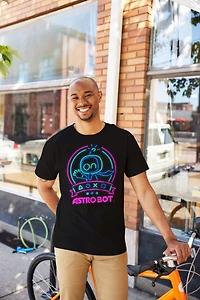 Astro Bot Neon Waving Unisex Black Short Sleeve T-Shirt